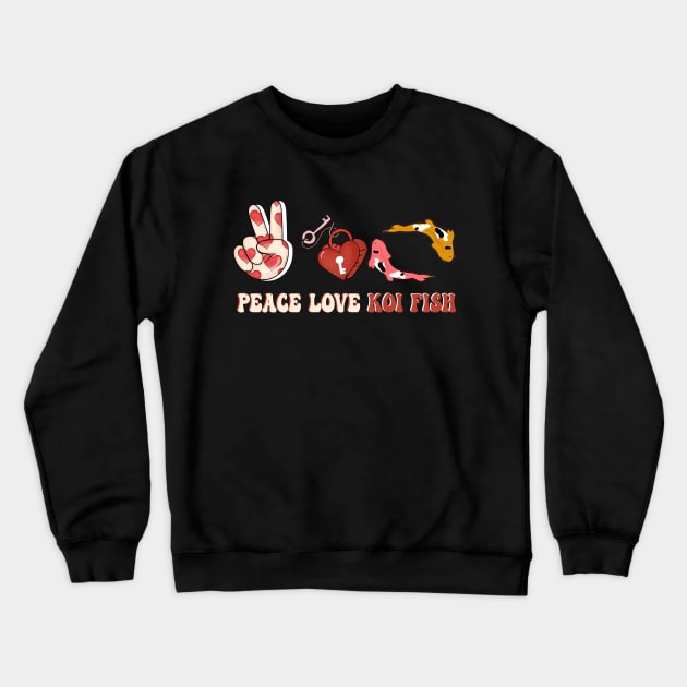 peace love koi fish retro valentines day luck Crewneck Sweatshirt by NIKA13